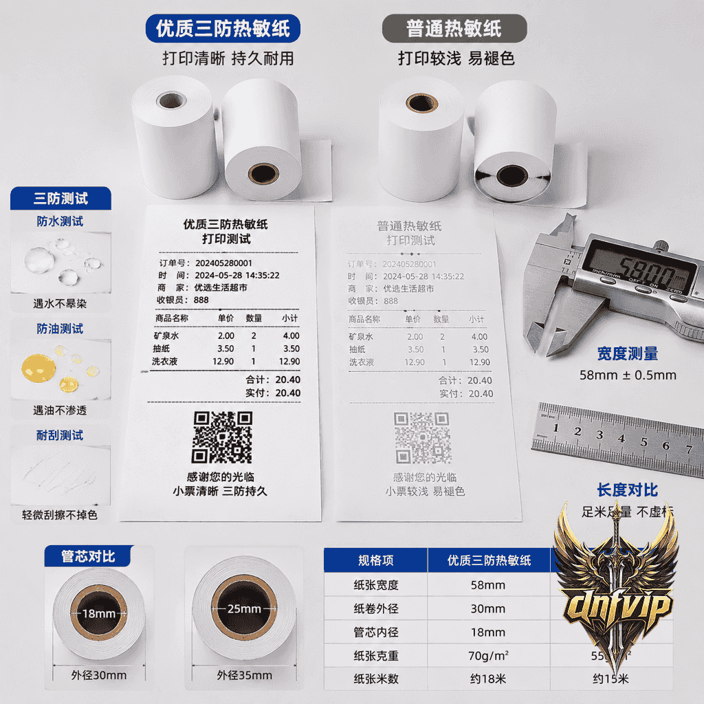 热敏纸显色清晰度、保存和三防性能的对比展示