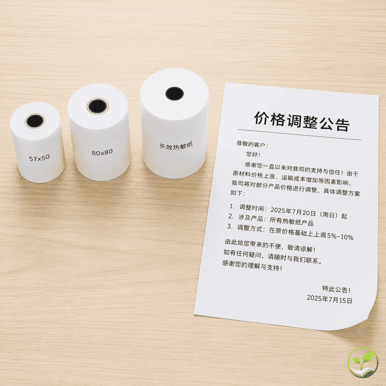 2025年热敏纸产品价格调整公告：客户应对指南